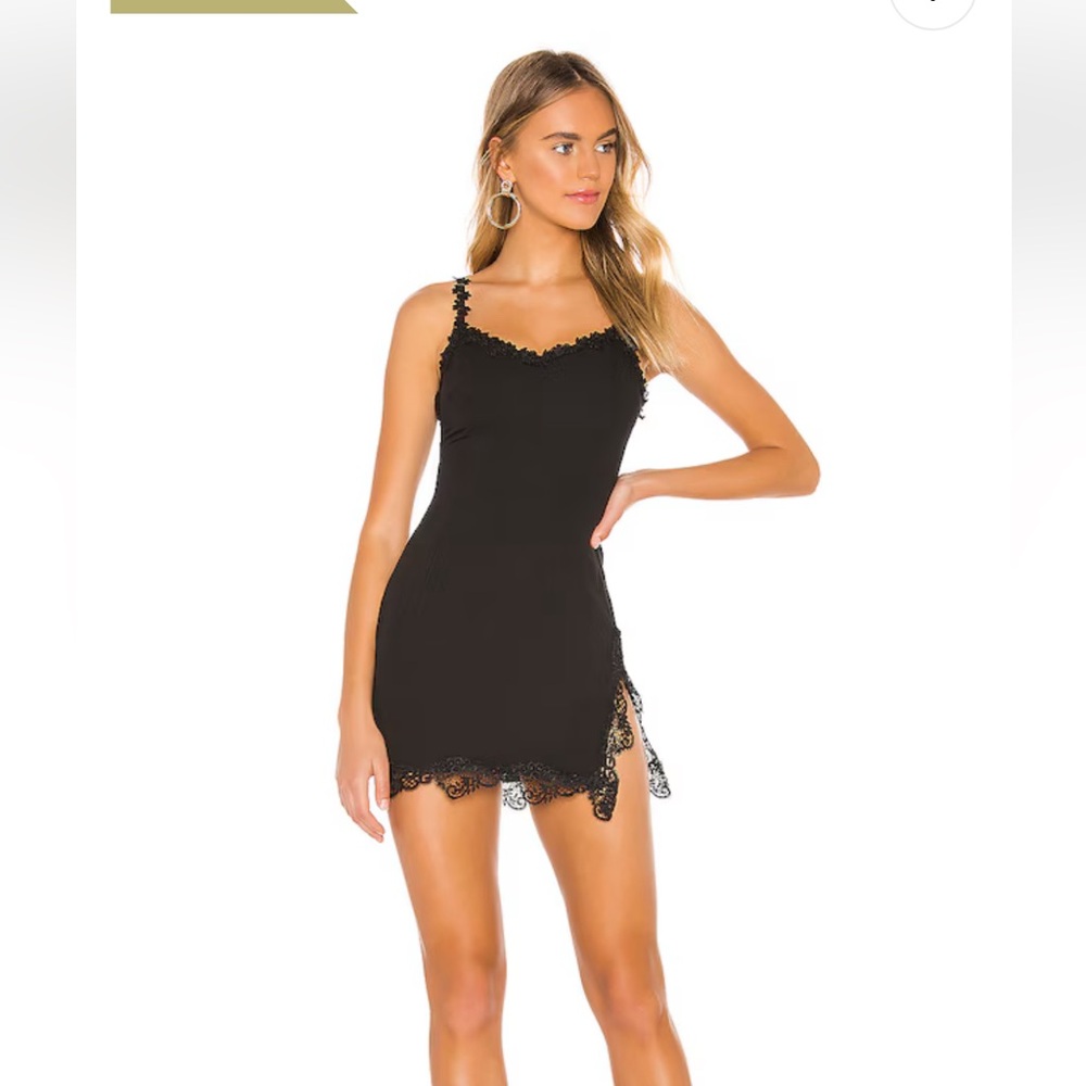 Superdown Black Lace-Edged Chemise